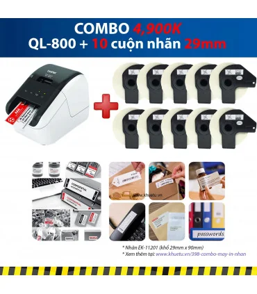 Máy in nhãn Combo: QL-800 + 10 Cuộn nhãn 29mm | ⓿❽❻❽❺⓿❺⓿❺❺ | Máy in nhãn, máy in tem, máy in mã vạch | khuetu.vn
