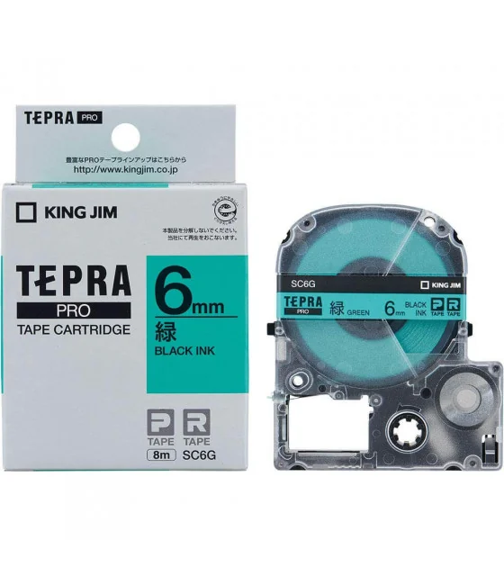 Tepra SC6G (Chữ đen nền xanh lá, khổ 6mm)