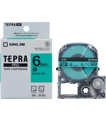 Tepra SC6G (Chữ đen nền xanh lá, khổ 6mm) | ⓿❽❻❽❺⓿❺⓿❺❺ | Nhãn in, tem in, giấy in, băng nhãn, tape in | khuetu.vn