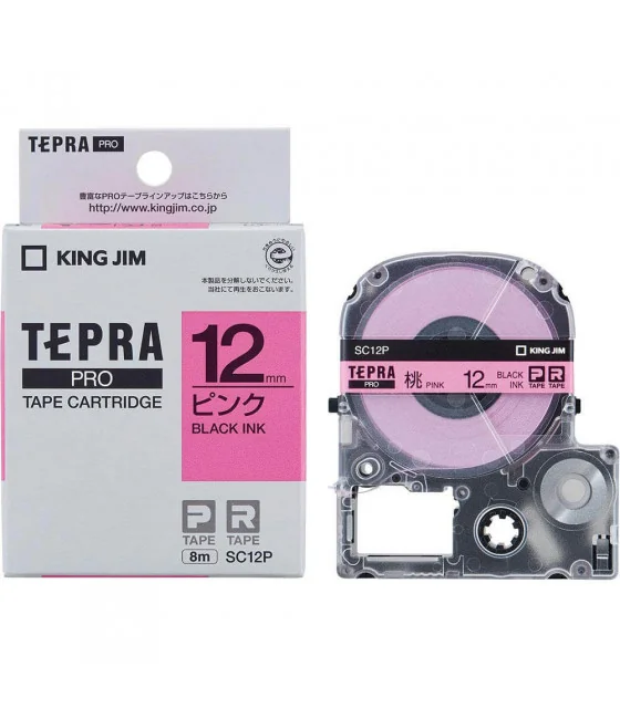 Tepra SC12P (Chữ đen nền hồng, khổ 12mm)