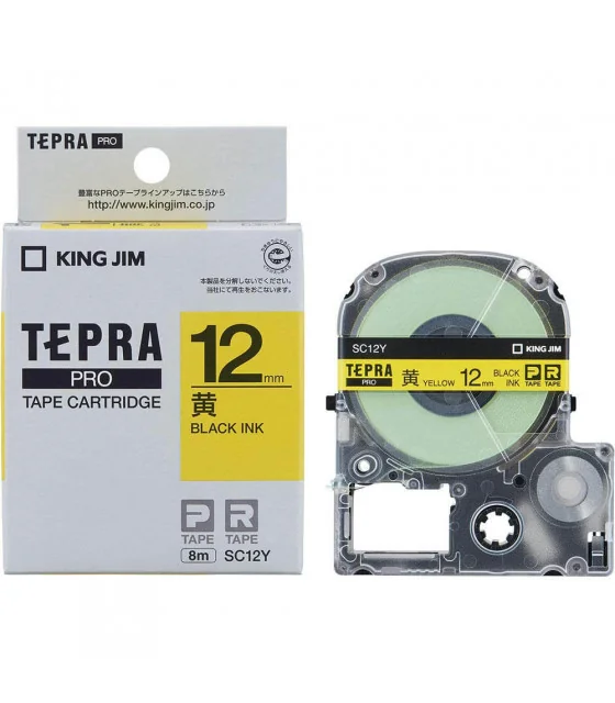Tepra SC12Y (Chữ đen nền vàng, khổ 12mm)