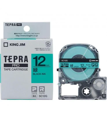 Tepra SC12G (Chữ đen nền xanh lá, khổ 12mm) | ⓿❽❻❽❺⓿❺⓿❺❺ | Nhãn in, tem in, giấy in, băng nhãn, tape in | khuetu.vn