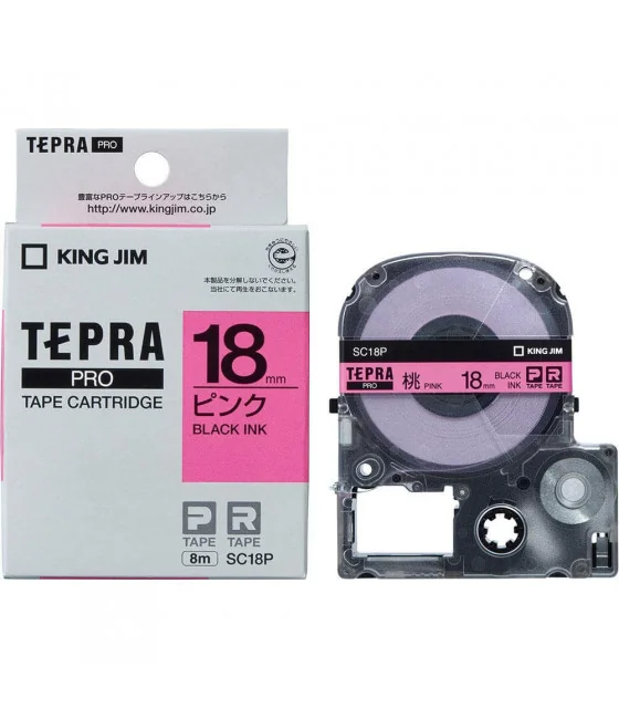Tepra SC18P (Chữ đen nền hồng, khổ 18mm)