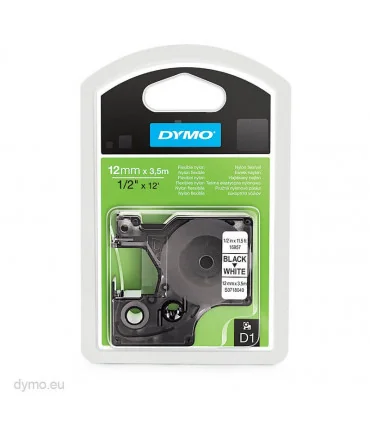 Dymo D1 S0718040 16957 Flexible Nylon 12mm x 3.5m, Black on White | ⓿❽❻❽❺⓿❺⓿❺❺ | Nhãn in, tem in, giấy in, băng nhãn, tape in...
