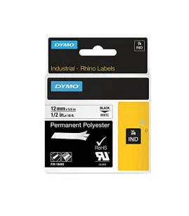 Dymo S0718210 (18483), Permanent Polyester Tape, 12mm x 5.5m, Black on White | ⓿❽❻❽❺⓿❺⓿❺❺ | Nhãn in, tem in, giấy in, băng nh...