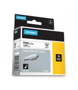 Dymo S0718260 (18051) Rhino Heat-Shrink Cable Label Tube 6 mm x 1.5 m Cassette - Black on White | ⓿❽❻❽❺⓿❺⓿❺❺ | Ống co nhiệt, ...