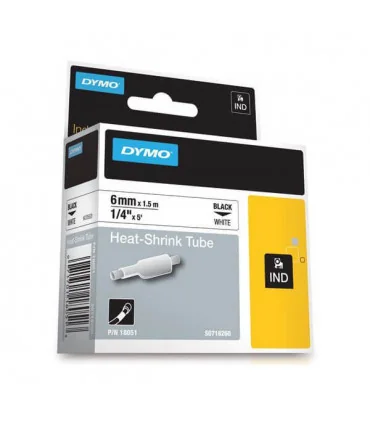 Dymo S0718260 (18051) Rhino Heat-Shrink Cable Label Tube 6 mm x 1.5 m Cassette - Black on White | ⓿❽❻❽❺⓿❺⓿❺❺ | Ống co nhiệt, ...