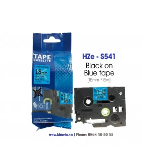 Nhãn in HZe-S541 (TZe-S541, TZ2-S541), 18mm x 8m, Black on Blue | ⓿❽❻❽❺⓿❺⓿❺❺ | Nhãn in, tem in, giấy in, băng nhãn, tape in |...