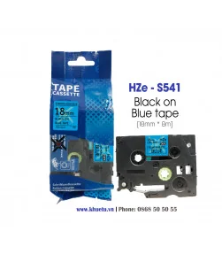 Nhãn in HZe-S541 (TZe-S541, TZ2-S541), 18mm x 8m, Black on Blue | ⓿❽❻❽❺⓿❺⓿❺❺ | Nhãn in, tem in, giấy in, băng nhãn, tape in |...