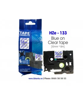 Nhãn in HZe-133 (TZe-133, TZ2-133), 12mm x 8m, Blue on Clear | ⓿❽❻❽❺⓿❺⓿❺❺ | Nhãn in, tem in, giấy in, băng nhãn, tape in | kh...