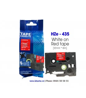 Nhãn in HZe-435 (TZe-435, TZ2-435), 12mm x 8m, White on Red | ⓿❽❻❽❺⓿❺⓿❺❺ | Nhãn in, tem in, giấy in, băng nhãn, tape in | khu...
