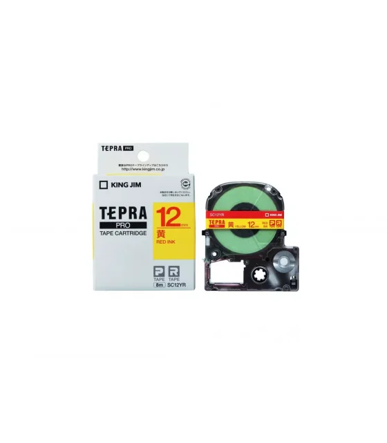 Tepra SC12YR (Chữ đỏ nền vàng, khổ 12mm)