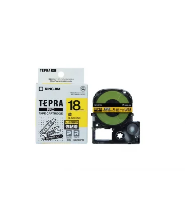 Tepra SC18YW (Chữ đen nền vàng, khổ 18mm, siêu dính) | ⓿❽❻❽❺⓿❺⓿❺❺ | Nhãn in, tem in, giấy in, băng nhãn, tape in | khuetu.vn