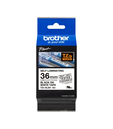 Brother TZe-SL261, khổ 36mm, dài 8m, Black on White, dán cáp CAT5E/6 | ⓿❽❻❽❺⓿❺⓿❺❺ | Nhãn in, tem in, giấy in, băng nhãn, tape...
