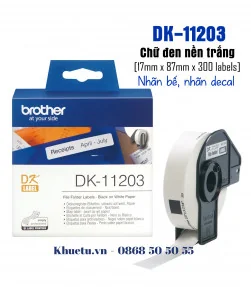 Brother DK-11203, 17mm x 87mm x 300 nhãn, nhãn bế, giấy decal | ⓿❽❻❽❺⓿❺⓿❺❺ | Nhãn in, tem in, giấy in, băng nhãn, tape in | k...