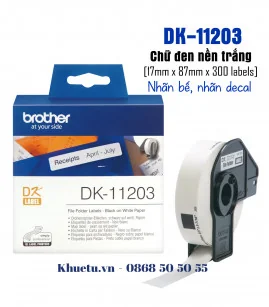 Brother DK-11203, 17mm x 87mm x 300 nhãn, nhãn bế, giấy decal | ⓿❽❻❽❺⓿❺⓿❺❺ | Nhãn in, tem in, giấy in, băng nhãn, tape in | k...