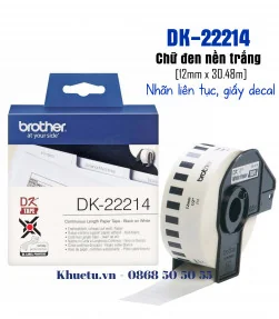 DK-22214, 12mm x 30.48m, nhãn liên tục, giấy decal | ⓿❽❻❽❺⓿❺⓿❺❺ | Nhãn in, tem in, giấy in, băng nhãn, tape in | khuetu.vn