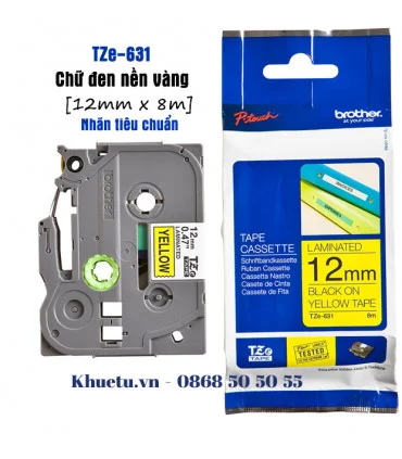 Brother TZe-631, khổ 12mm, dài 8m, Black on Yellow, chống thấm nước | ⓿❽❻❽❺⓿❺⓿❺❺ | Nhãn in, tem in, giấy in, băng nhãn, tape ...