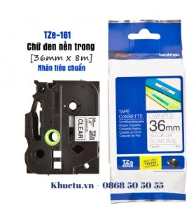 Brother TZe-161, khổ 36mm, dài 8m, Black on Clear, chống thấm nước | ⓿❽❻❽❺⓿❺⓿❺❺ | Nhãn in, tem in, giấy in, băng nhãn, tape i...