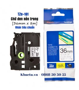 Brother TZe-161, khổ 36mm, dài 8m, Black on Clear, chống thấm nước | ⓿❽❻❽❺⓿❺⓿❺❺ | Nhãn in, tem in, giấy in, băng nhãn, tape i...