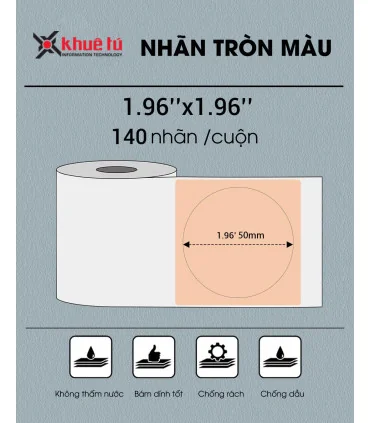 Nhãn tròn 50 x 50mm, màu Khaki, KTR-5050-140KA | ⓿❽❻❽❺⓿❺⓿❺❺ | Nhãn in, tem in, giấy in, băng nhãn, tape in | khuetu.vn