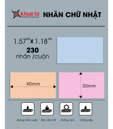Nhãn đa năng 40 x 30mm, KT-4030-230BU | ⓿❽❻❽❺⓿❺⓿❺❺ | Nhãn in, tem in, giấy in, băng nhãn, tape in | khuetu.vn