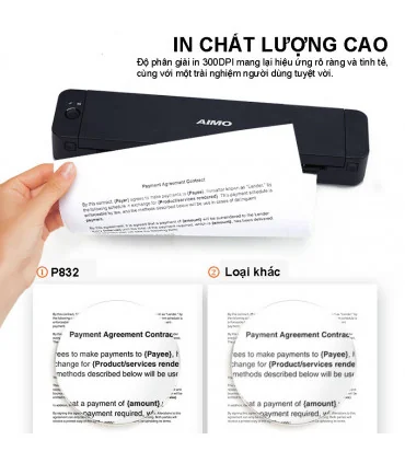 Máy in di động P832 (A4, giấy thường, in ribbon, Bluetooth/USB-C) | ⓿❽❻❽❺⓿❺⓿❺❺| KHUÊ TÚ
