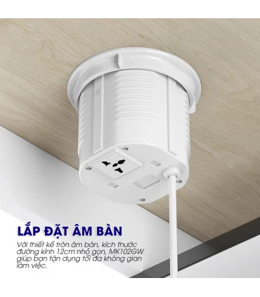 Ổ cắm điện âm bàn, có sạc không dây MK102GW (Trắng) | ⓿❽❻❽❺⓿❺⓿❺❺ | khuetu.vn