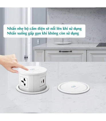 Ổ cắm điện âm bàn, có sạc không dây MK102GW (Trắng) | ⓿❽❻❽❺⓿❺⓿❺❺ | khuetu.vn