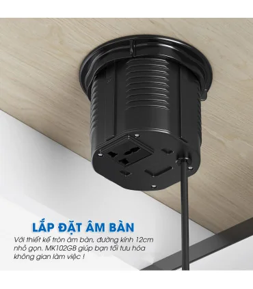 Ổ cắm điện âm bàn, có sạc không dây MK102GB (Xám đen) | ⓿❽❻❽❺⓿❺⓿❺❺ | khuetu.vn