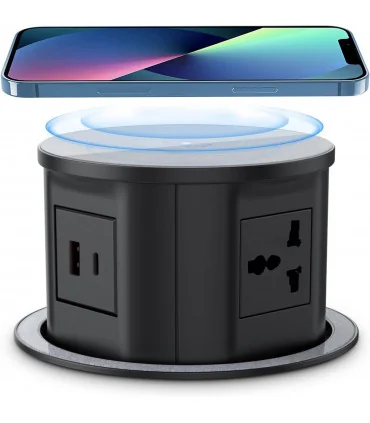 Ổ cắm điện âm bàn, có sạc không dây MK102GB (Xám đen) | ⓿❽❻❽❺⓿❺⓿❺❺ | khuetu.vn