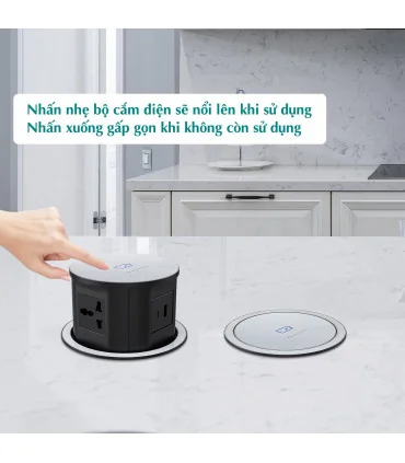 Ổ cắm điện âm bàn, có sạc không dây MK102GB (Xám đen) | ⓿❽❻❽❺⓿❺⓿❺❺ | khuetu.vn