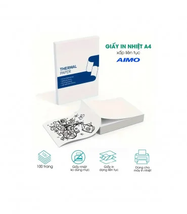 Giấy in nhiệt khổ A4 - dạng liên kết, chính hãng AIMO, KT-ZD1-RMSG10-A4M8