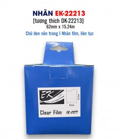 Nhãn film nhựa trong suốt EK-22113 (DK-22113), chống nước, 62mm x 15m (liên tục), tương thích DK-22213 | ⓿❽❻❽❺⓿❺⓿❺❺ | Nhãn in...