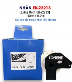 Nhãn film nhựa trong suốt EK-22113 (DK-22113), chống nước, 62mm x 15m (liên tục), tương thích DK-22213 | ⓿❽❻❽❺⓿❺⓿❺❺ | Nhãn in...