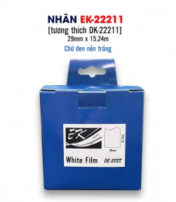 Nhãn film nhựa màu trắng EK-22211 (DK-22211), chống nước, 29mm x 15m (liên tục), tương thích DK-22211 | ⓿❽❻❽❺⓿❺⓿❺❺ | Nhãn in,...