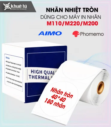 Nhãn tròn 40 x 40mm, màu trắng, KTR-4040-180 | ⓿❽❻❽❺⓿❺⓿❺❺ | Nhãn in, tem in, giấy in, băng nhãn, tape in | khuetu.vn