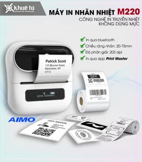 Máy in nhãn Máy in nhãn di động M220, Bluetooth, in qua app, (Trắng, Hồng, Đen) | ⓿❽❻❽❺⓿❺⓿❺❺ | Máy in nhãn, máy in tem, máy i...