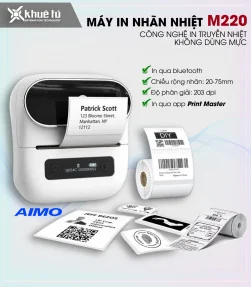 Máy in nhãn Máy in nhãn di động M220, Bluetooth, in qua app, (Trắng, Hồng, Đen) | ⓿❽❻❽❺⓿❺⓿❺❺ | Máy in nhãn, máy in tem, máy i...