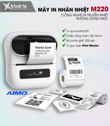 Máy in nhãn Máy in nhãn di động M220, Bluetooth, in qua app, (Trắng, Hồng, Đen) | ⓿❽❻❽❺⓿❺⓿❺❺ | Máy in nhãn, máy in tem, máy i...
