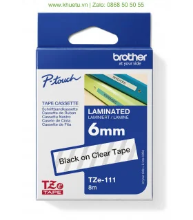 Brother TZe-111, khổ 6mm, dài 8m, Black on Clear, chống thấm nước | ⓿❽❻❽❺⓿❺⓿❺❺ | Nhãn in, tem in, giấy in, băng nhãn, tape in...
