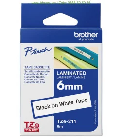 Brother TZe-211, khổ 6mm, dài 8m, Black on White, chống thấm nước | ⓿❽❻❽❺⓿❺⓿❺❺ | Nhãn in, tem in, giấy in, băng nhãn, tape in...