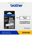 Brother TZe-S221, khổ 9mm, dài 8m, Black on White, siêu dính, chống thấm nước