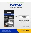 Brother TZe-S231, khổ 12mm, dài 8m, Black on White, siêu dính, chống thấm nước