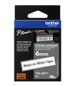 Brother TZe-S211, khổ 6mm, dài 8m, Black on White, siêu dính, chống thấm nước | ⓿❽❻❽❺⓿❺⓿❺❺ | Nhãn in, tem in, giấy in, băng n...