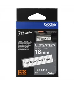 Brother TZe-S141, khổ 18mm, dài 8m, Black on Clear, siêu dính, chống thấm nước | ⓿❽❻❽❺⓿❺⓿❺❺ | Nhãn in, tem in, giấy in, băng ...