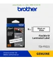 Brother TZe-FX221, khổ 9mm, dài 8m, Black on White, siêu dẻo, chống thấm nước