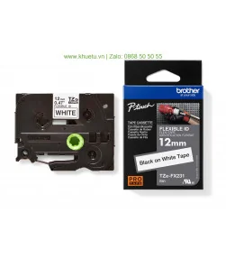 Brother TZe-FX231, khổ 12mm, dài 8m, Black on White, siêu dẻo, chống thấm nước | ⓿❽❻❽❺⓿❺⓿❺❺ | Nhãn in, tem in, giấy in, băng ...