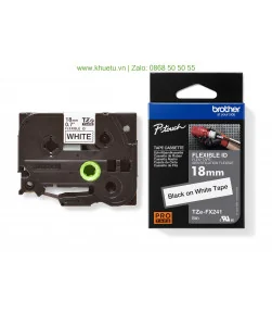 Brother TZe-FX241, khổ 18mm, dài 8m, Black on White, siêu dẻo, chống thấm nước | ⓿❽❻❽❺⓿❺⓿❺❺ | Nhãn in, tem in, giấy in, băng ...