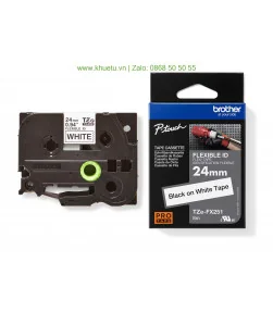 Brother TZe-FX251, khổ 24mm, dài 8m, Black on White, siêu dẻo, chống thấm nước | ⓿❽❻❽❺⓿❺⓿❺❺ | Nhãn in, tem in, giấy in, băng ...